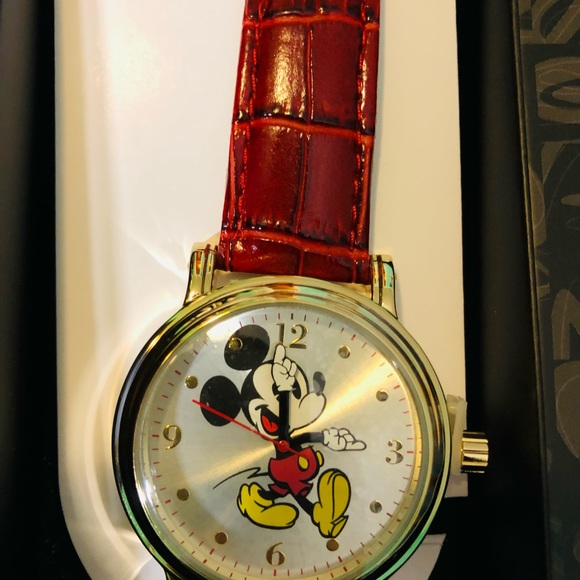 New Mickey Mouse watch disney red & gold Leather